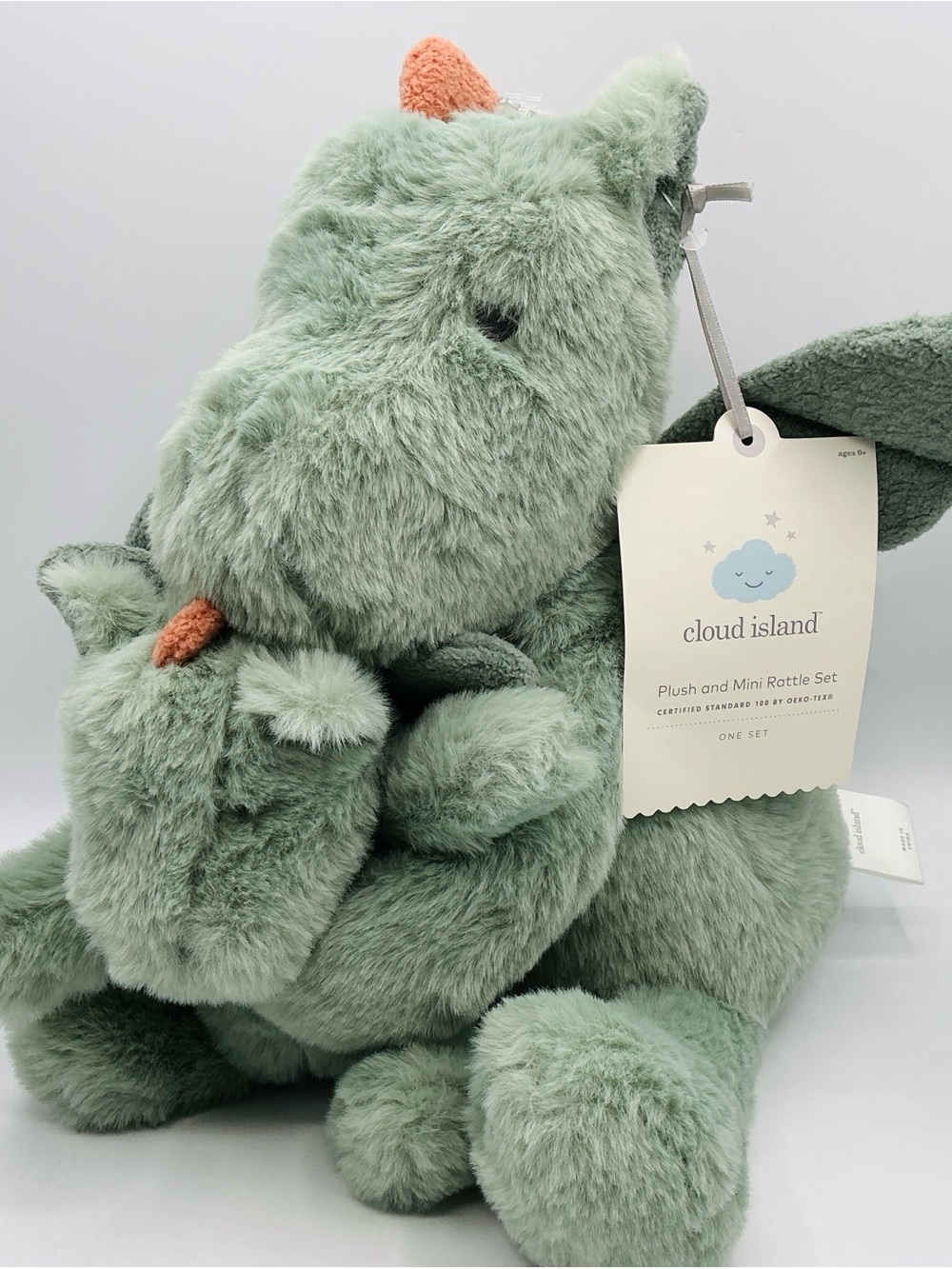 NWT Cloud Island Plush & Mini Rattle Set Dragons Mom Baby Shower Embroidered Eye - Picture 1 of 10